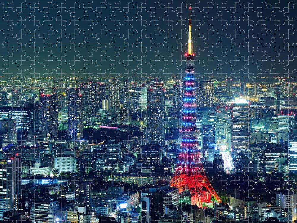Tokyo Tower Jigsaw Puzzle featuring the photograph Tokyo Tower At Night by Ngkaki