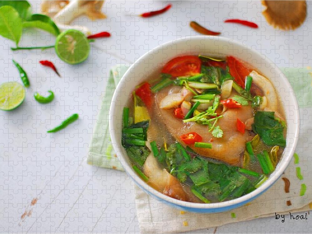Thai Food Jigsaw Puzzle featuring the photograph Tom Yum Pork Knuckle by Hoaixh