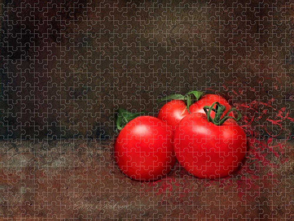 Tomatoes Jigsaw Puzzle featuring the painting Tomato Trio by Portraits By NC