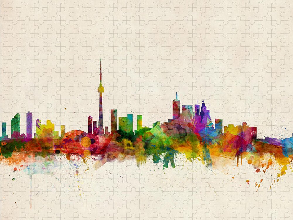 Toronto Jigsaw Puzzle featuring the digital art Toronto Skyline by Michael Tompsett