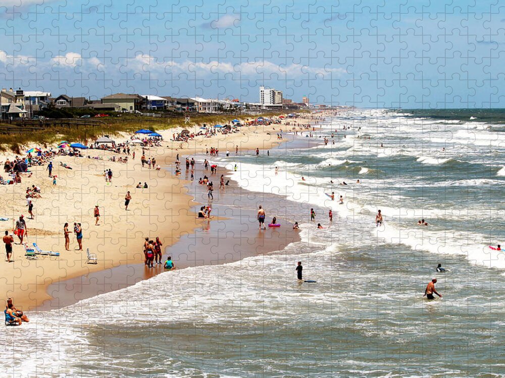 Beach Jigsaw Puzzle featuring the photograph Tourist At Kure Beach by Cynthia Guinn