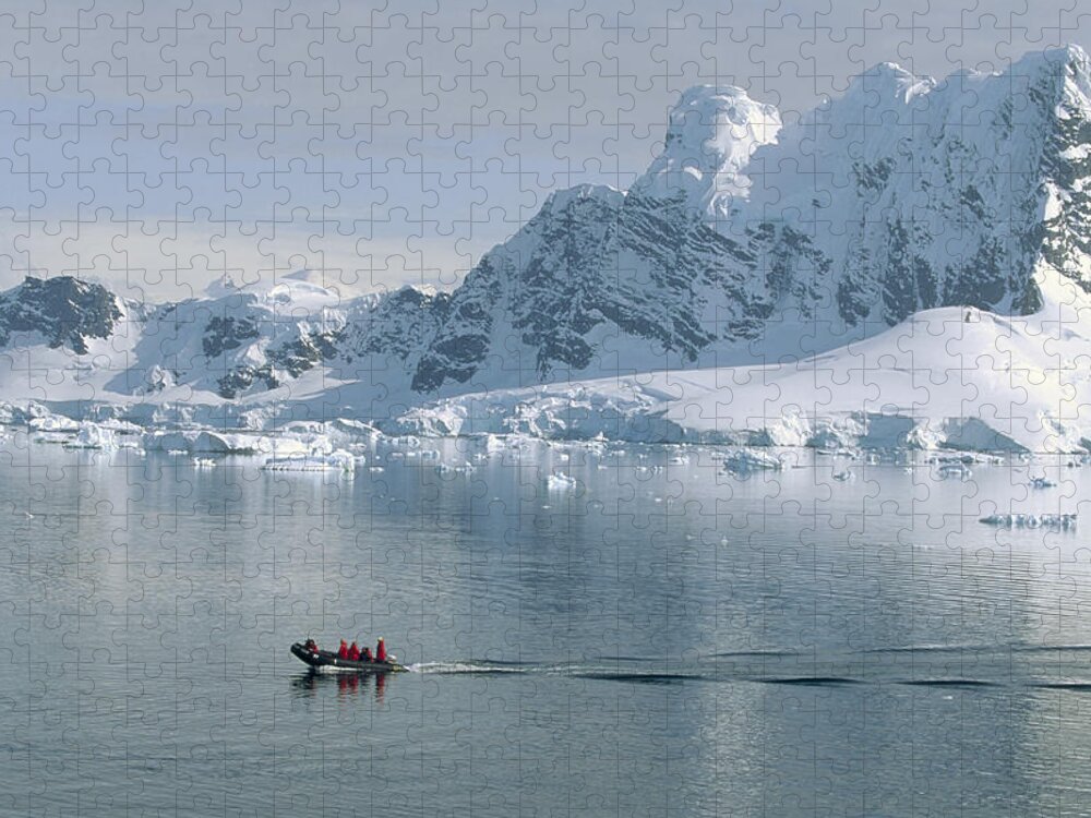 Feb0514 Jigsaw Puzzle featuring the photograph Tourists In Zodiac Boat Paradise Bay by Konrad Wothe