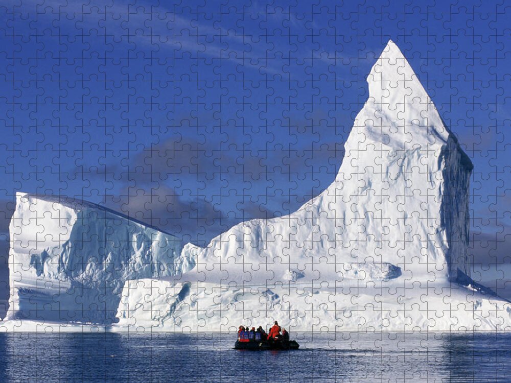 Nis Jigsaw Puzzle featuring the photograph Tourists In Zodiac Near Iceberg by Rinie Van Meurs