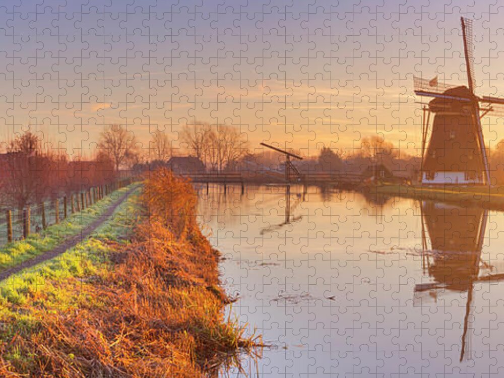 Scenics Jigsaw Puzzle featuring the photograph Traditional Dutch Windmill Near by Sara winter