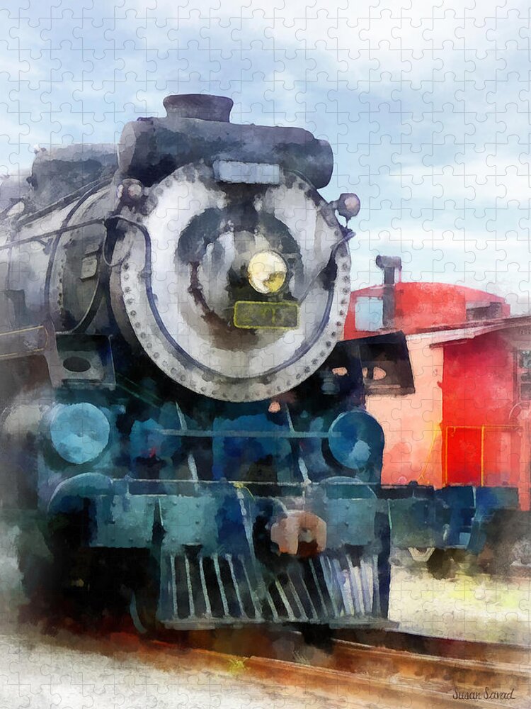 Trains Jigsaw Puzzle featuring the photograph Train - Locomotive and Caboose by Susan Savad