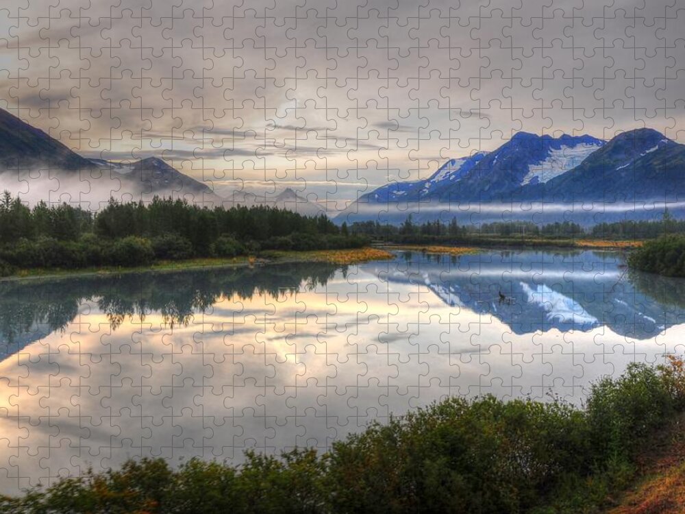 Alaska Jigsaw Puzzle featuring the photograph Train Ride along the Scenic Seward Highway - Alaska by Bruce Friedman