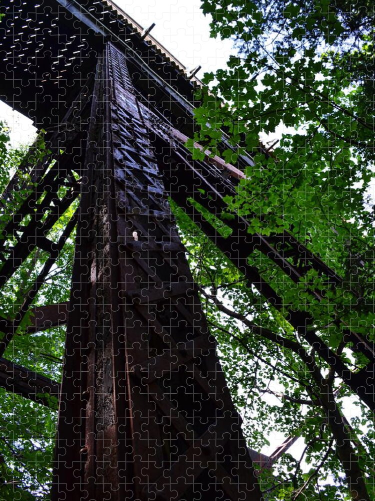 Railroad Jigsaw Puzzle featuring the photograph Train Trestle in the Woods by Michelle Calkins