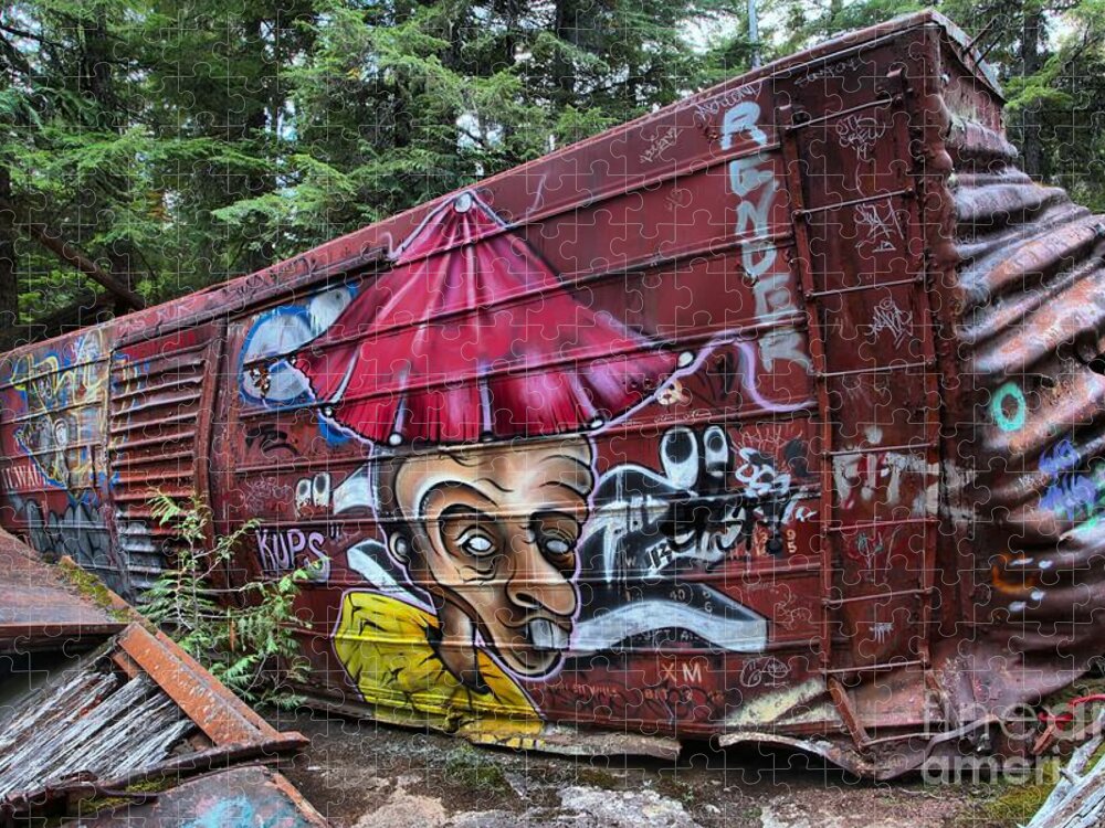 Old Train Jigsaw Puzzle featuring the photograph Train Wreck Near The Cheakamus River by Adam Jewell
