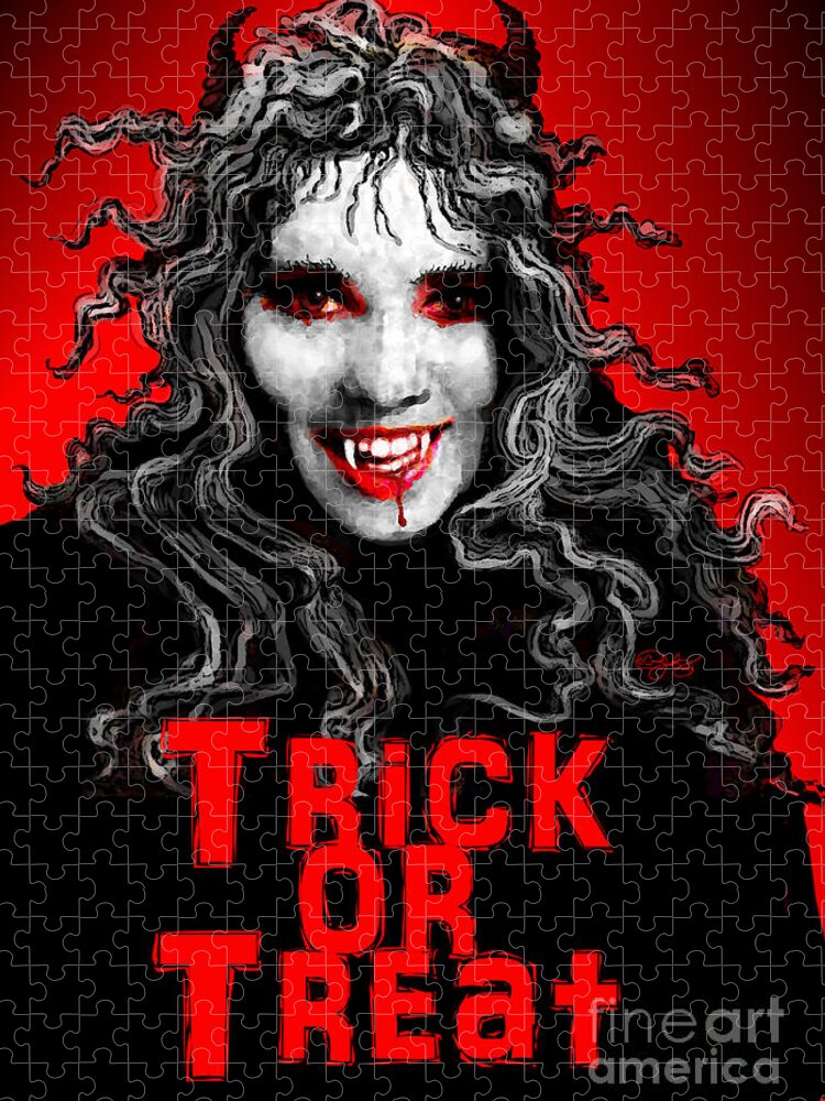 Trick Jigsaw Puzzle featuring the digital art Trick or Treat by Carol Jacobs