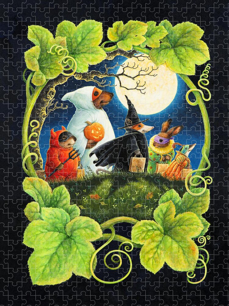 Halloween Jigsaw Puzzle featuring the painting Trick or Treat by Lynn Bywaters
