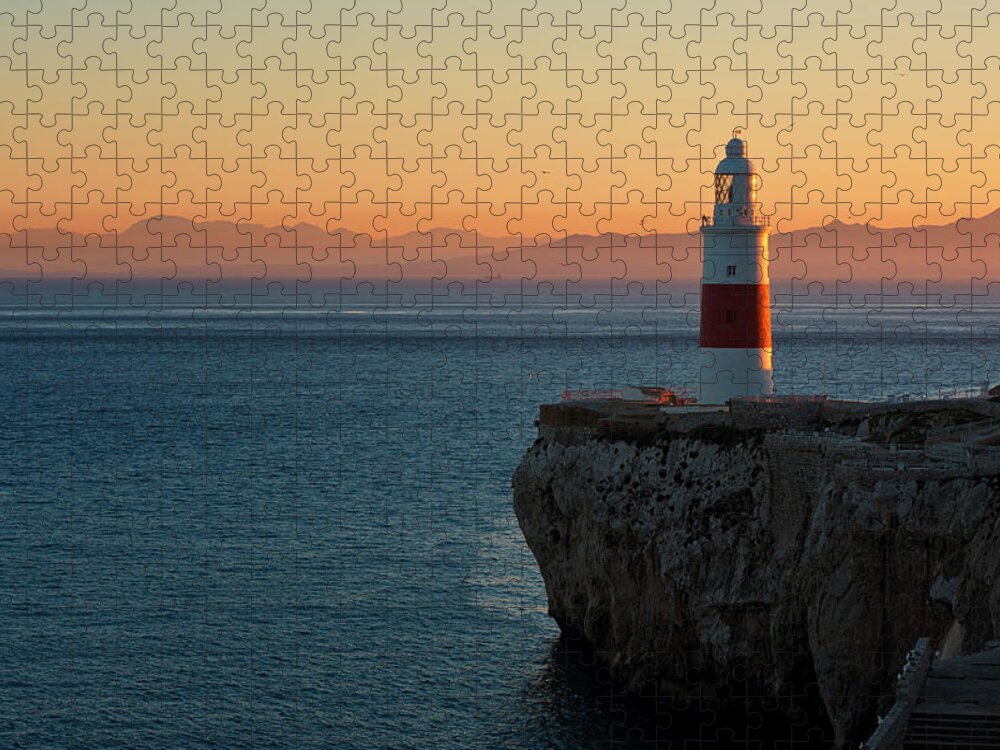 Tranquility Jigsaw Puzzle featuring the photograph Trinity Lighthouse Gibraltar by © Allard Schager