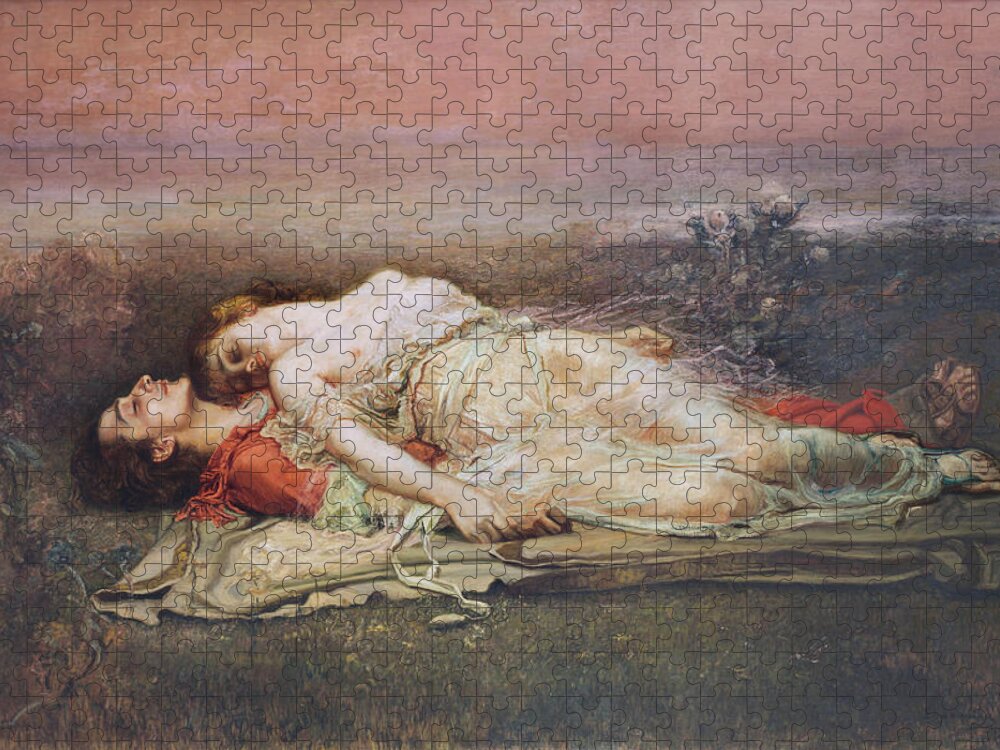 Rogelio De Egusquiza Jigsaw Puzzle featuring the painting Tristan and Isolde by Rogelio de Egusquiza