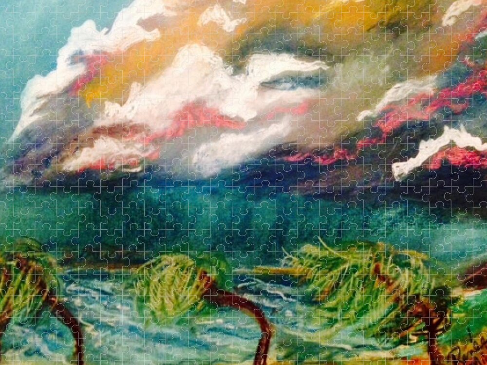 Scenic Jigsaw Puzzle featuring the pastel Tropical Storm by Renee Michelle Wenker