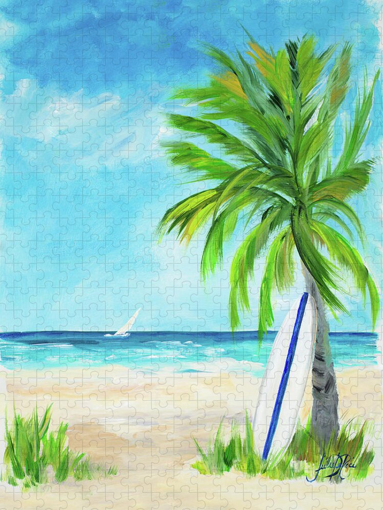 Tropical Jigsaw Puzzle featuring the digital art Tropical Surf I by Julie Derice
