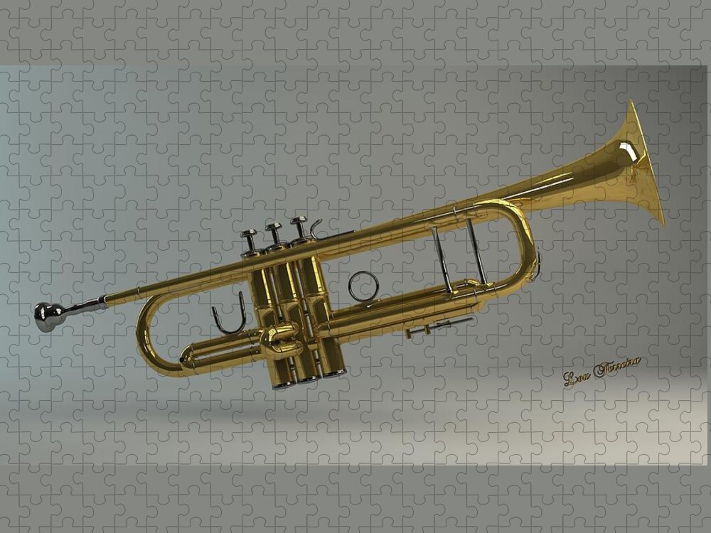 Trumpet Jigsaw Puzzle featuring the digital art Trumpet by Louis Ferreira