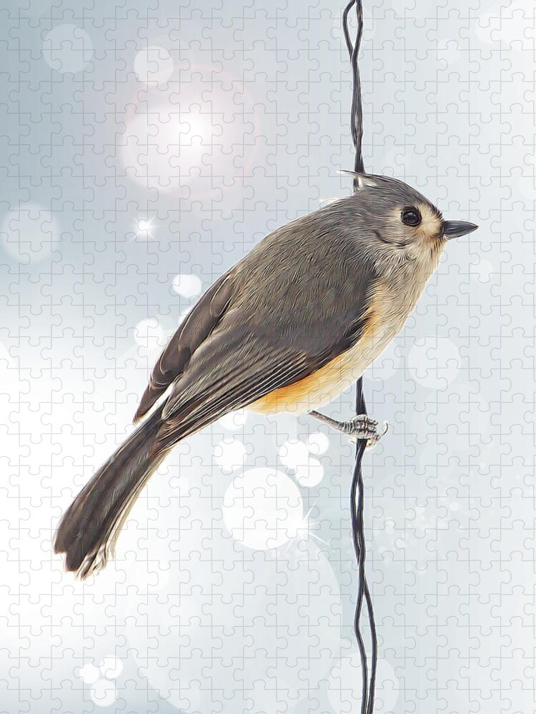 Tufted Titmouse Jigsaw Puzzle featuring the photograph Tufted Titmouse Twinkle by Bill and Linda Tiepelman