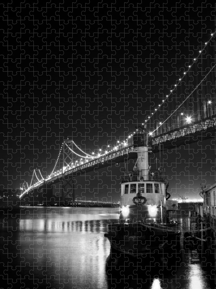 Tugboat Jigsaw Puzzle featuring the photograph Tugboat Under the Bay Bridge by Bryant Coffey
