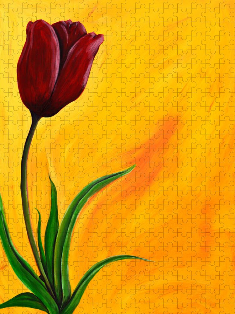 Tulip Jigsaw Puzzle featuring the painting Tulip by Meganne Peck