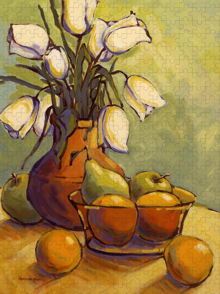 Tulips Jigsaw Puzzle featuring the painting Tulips 1 by Konnie Kim