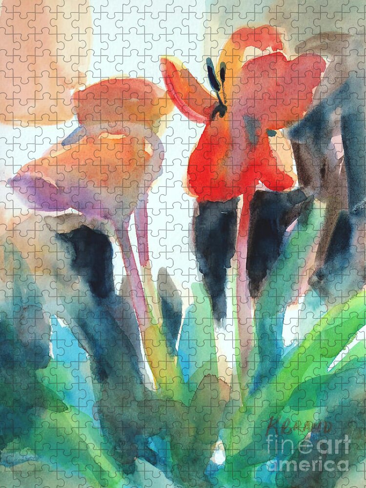Painting Jigsaw Puzzle featuring the painting Tulips Together by Kathy Braud