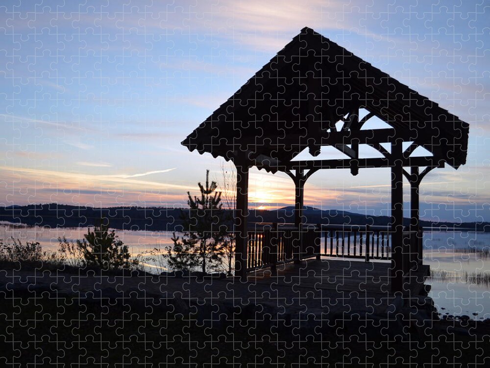 Sunset Jigsaw Puzzle featuring the photograph Tupper Lake Sunset over Raquette Pond by Maggy Marsh