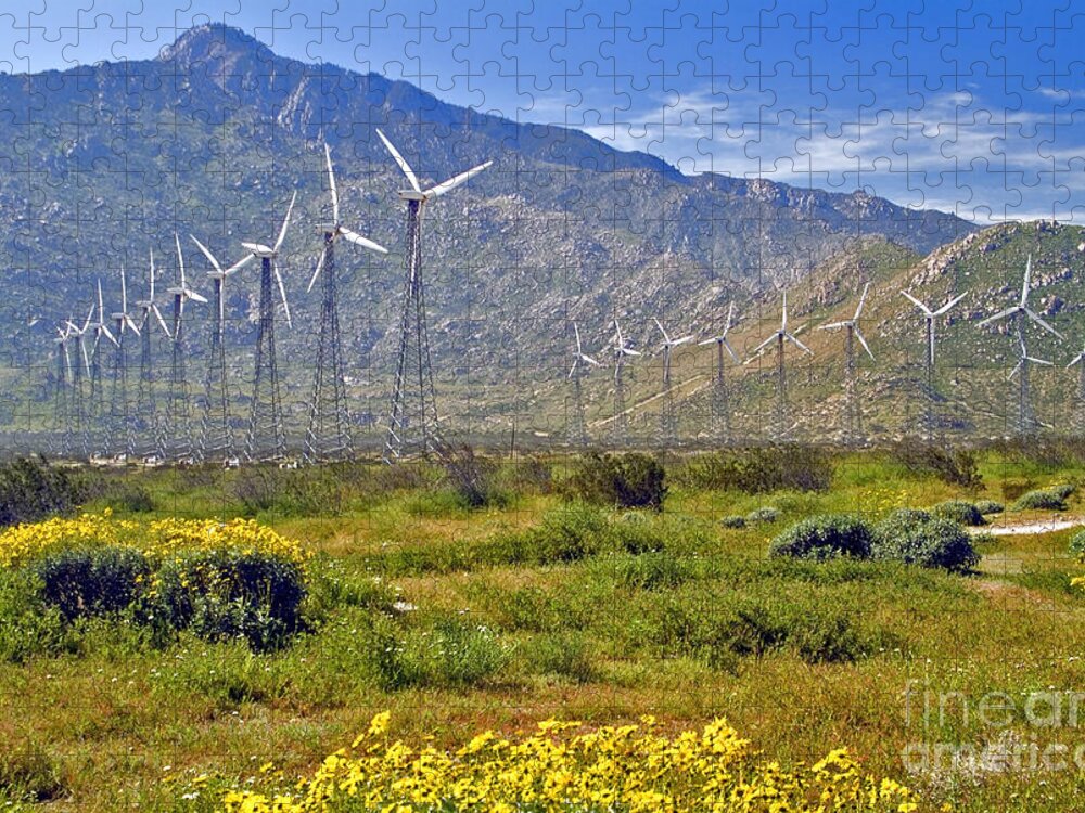 Turbine Jigsaw Puzzle featuring the photograph Turbine Wind Farm San Gorgonio Pass Palm Springs CA by David Zanzinger