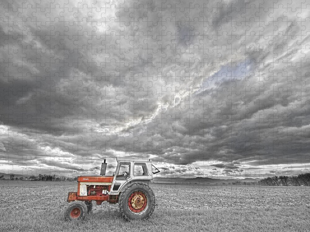 Farming Jigsaw Puzzle featuring the photograph Turbo Tractor Superman Country Evening Skies by James BO Insogna