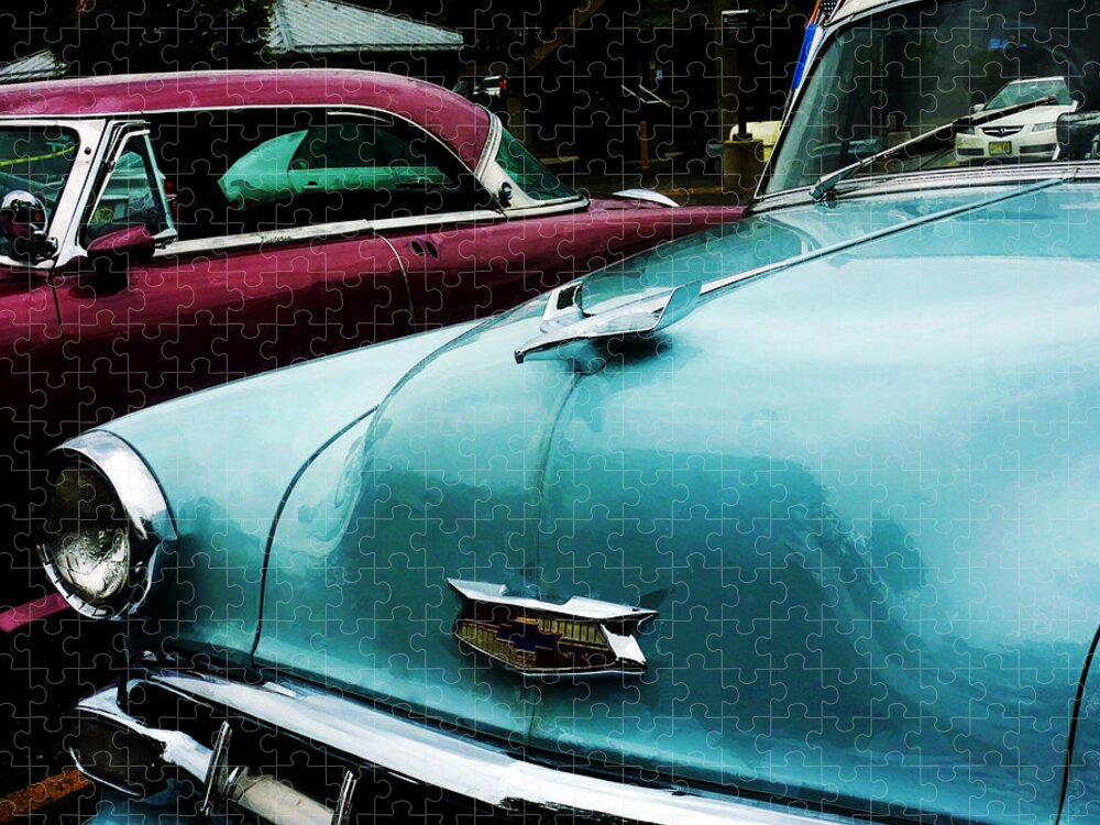 Car Jigsaw Puzzle featuring the photograph Turquoise Bel Air by Susan Savad