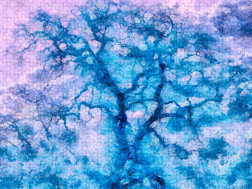Nature Jigsaw Puzzle featuring the digital art Turquoise Oak Tree by Priya Ghose