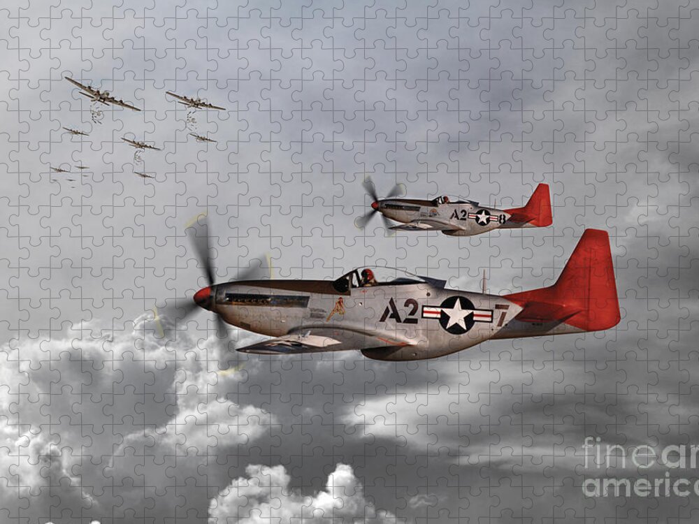 P51 Jigsaw Puzzle featuring the digital art Tuskegee Airmen by Airpower Art