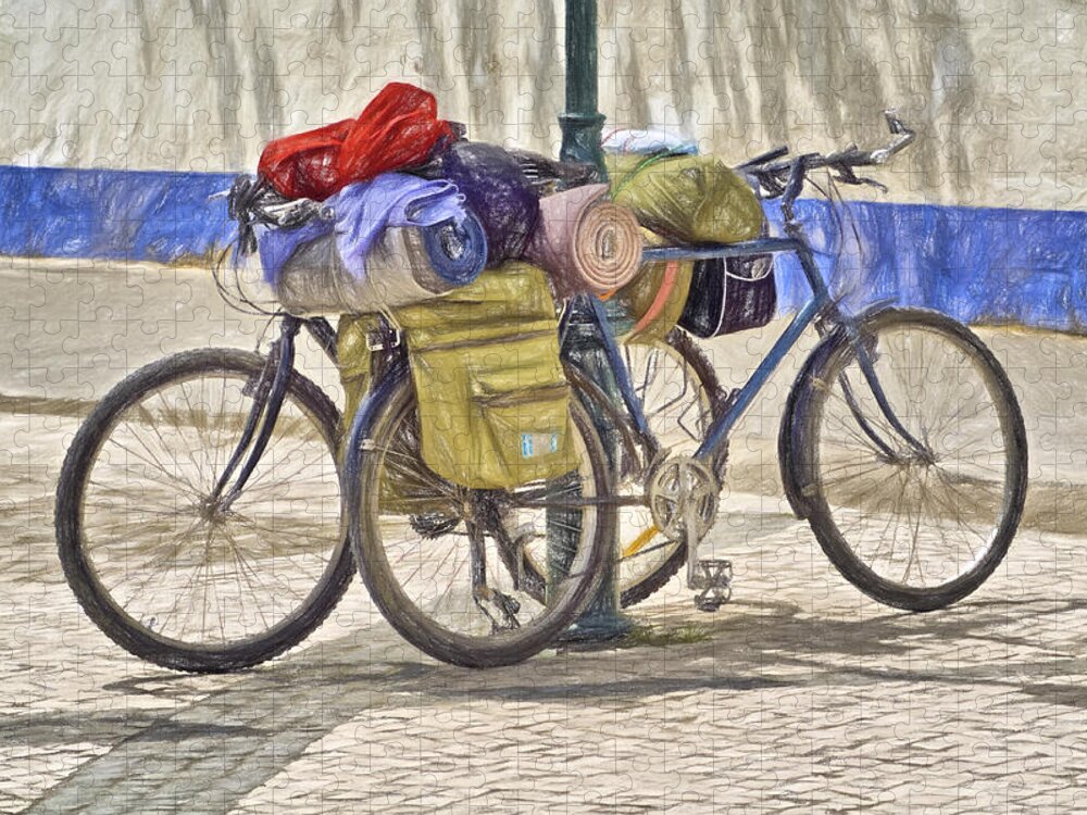 Backpacking Jigsaw Puzzle featuring the photograph Two Bicycles by David Letts