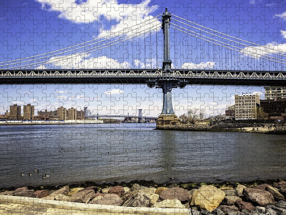 Williamsburg Jigsaw Puzzle featuring the photograph Two Bridges View - Manhattan by Madeline Ellis