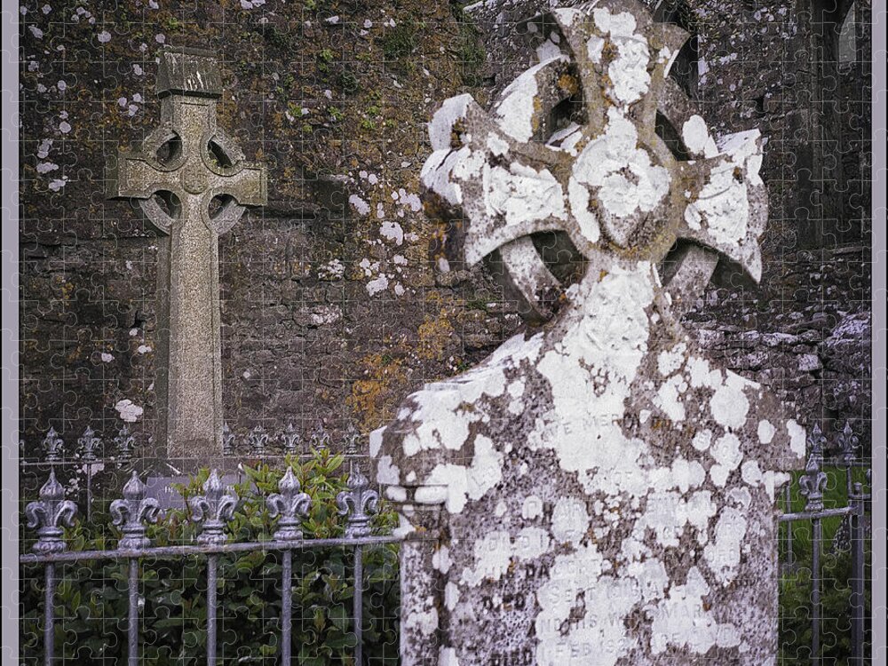 Celtic Crosses Jigsaw Puzzle featuring the photograph Two Crosses In Galway by Peggy Dietz