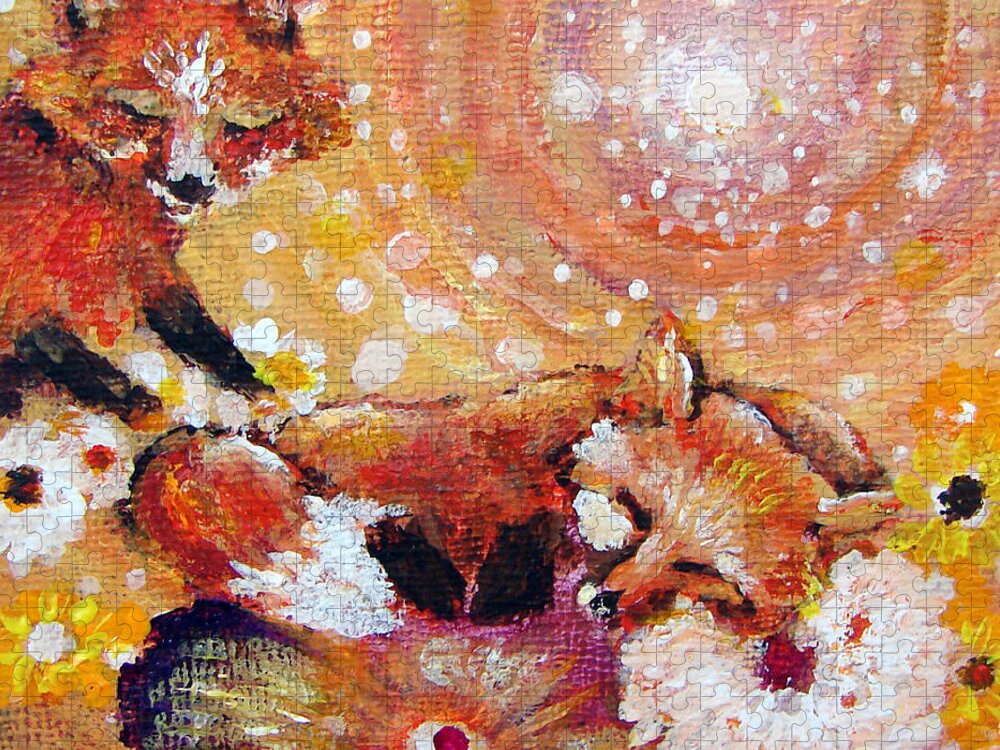 Fox Jigsaw Puzzle featuring the painting Two Foxes You Have A Friend In Me by Ashleigh Dyan Bayer