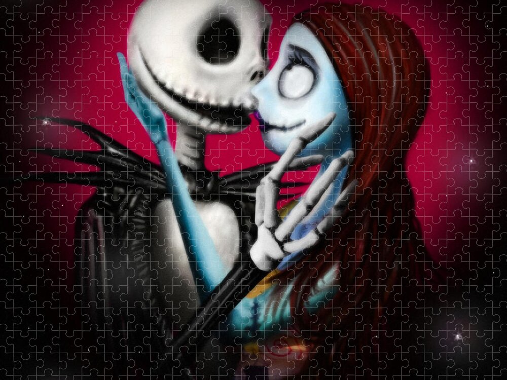 Jack Skeletron Jigsaw Puzzle featuring the digital art Two in one heart by Alessandro Della Pietra