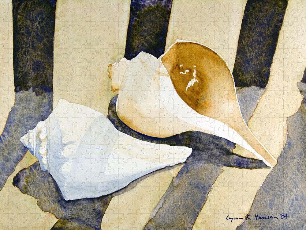 Shells Jigsaw Puzzle featuring the painting Two Shells by Lynn Hansen