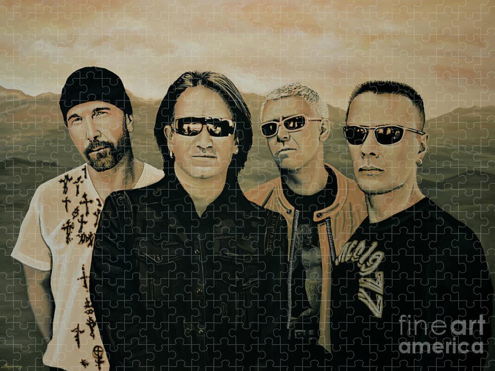 U2 Jigsaw Puzzle featuring the painting U2 Silver And Gold by Paul Meijering