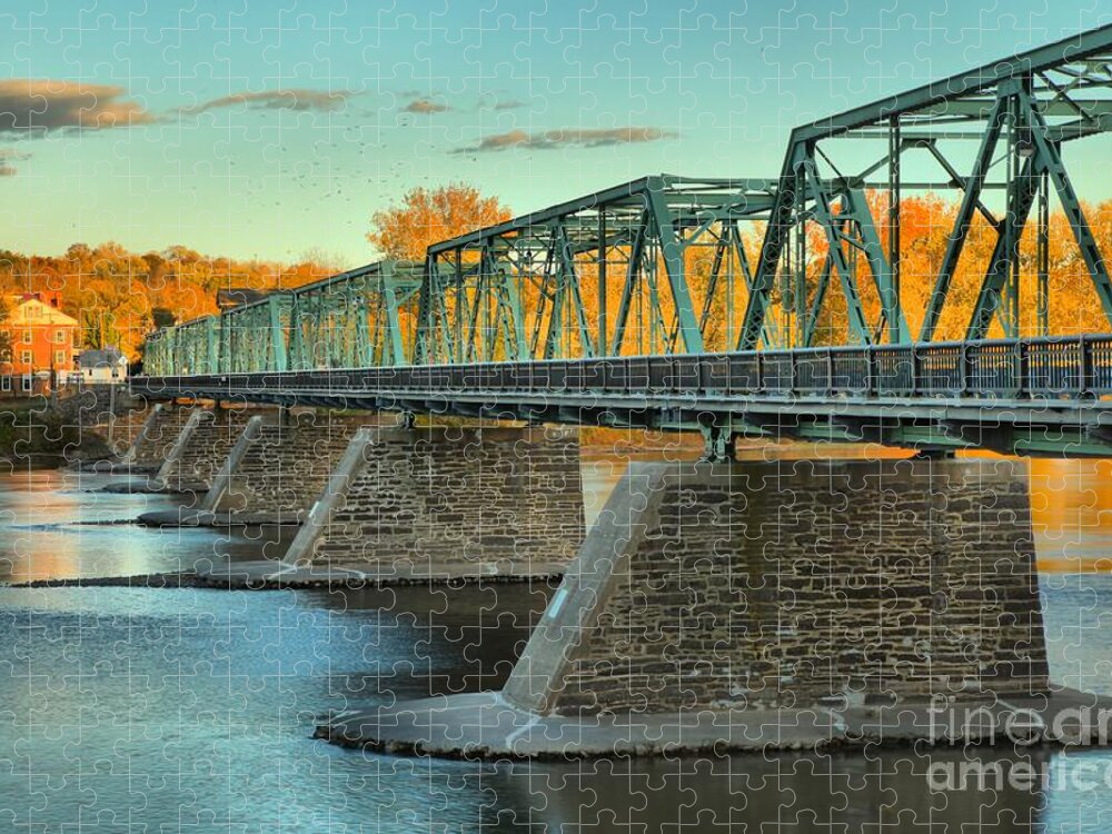 Uhlerstown-frenchtown Bridge Jigsaw Puzzle featuring the photograph Uhlerstown-Frenchtown Bridge Fall Colors by Adam Jewell