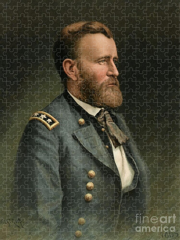 Historic Jigsaw Puzzle featuring the photograph Ulysses S Grant 18th US President by Wellcome Images