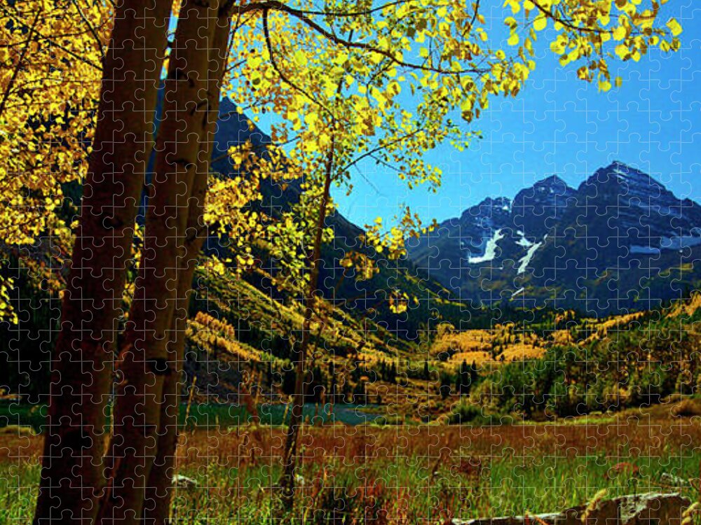 Rocky Mountains Jigsaw Puzzle featuring the photograph Under Golden Trees by Jeremy Rhoades