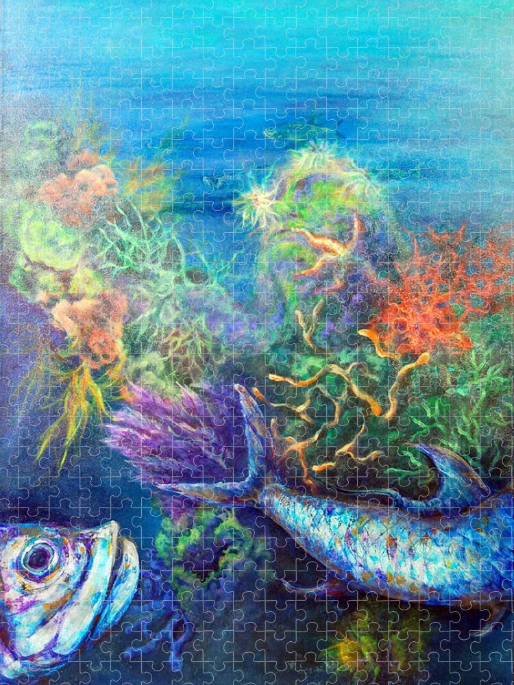 Florida Keys Jigsaw Puzzle featuring the painting Jesus Reef by Ashley Kujan