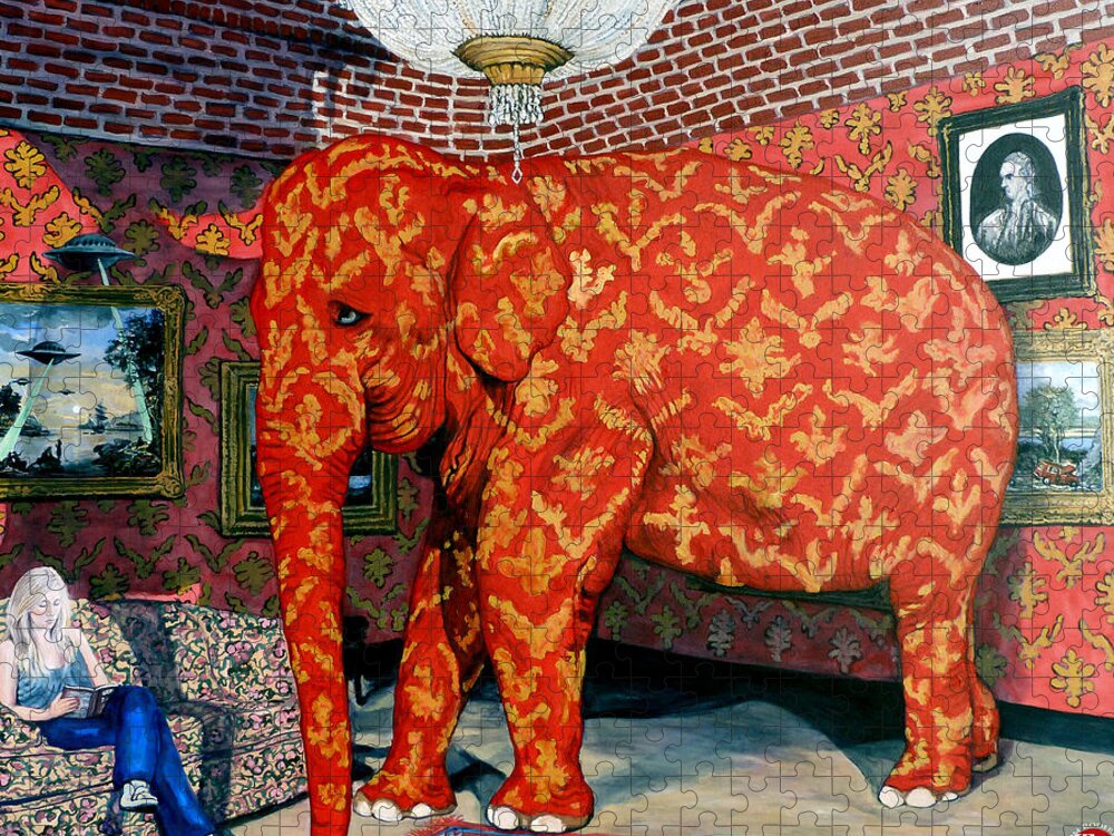 Banksy's Elephant Jigsaw Puzzle featuring the painting Untitled by Tom Roderick
