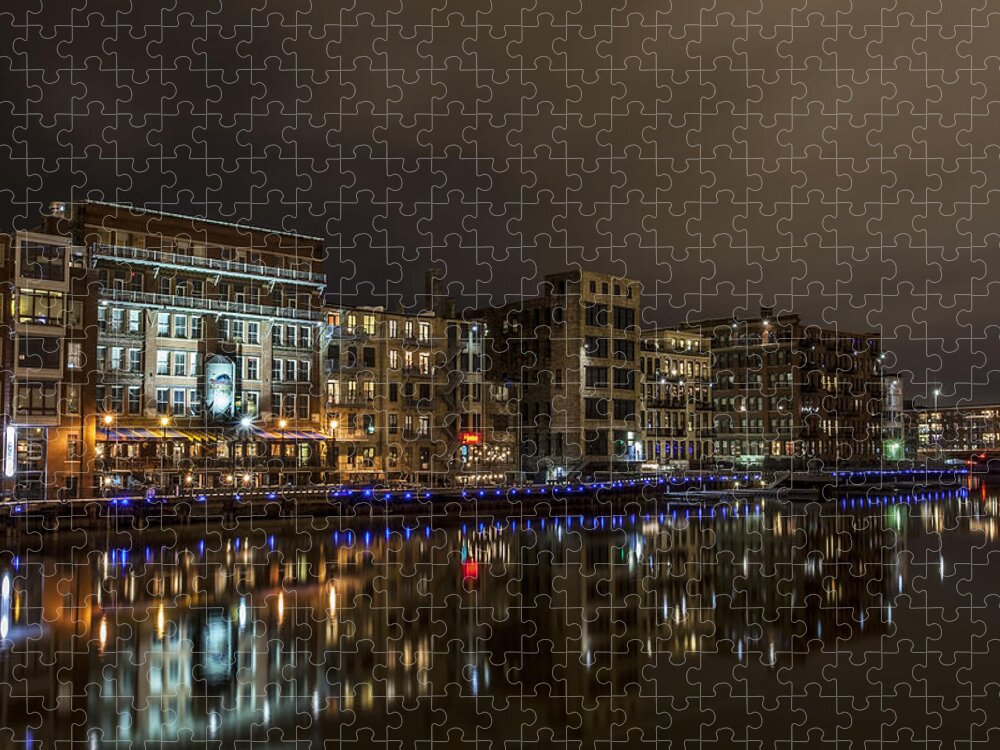 Www.cjschmit.com Jigsaw Puzzle featuring the photograph Urban River Reflected by CJ Schmit