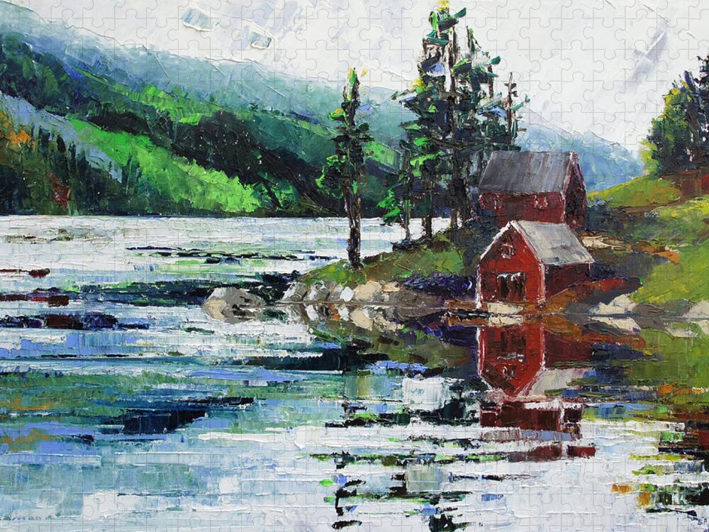 Sweden Jigsaw Puzzle featuring the painting Vaermland Sweden by Barbara Pommerenke