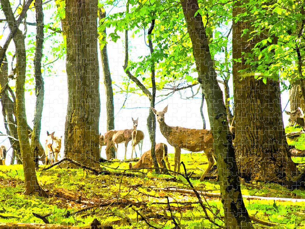 Watercolor Jigsaw Puzzle featuring the digital art Valley Forge Deer by Rick Mosher