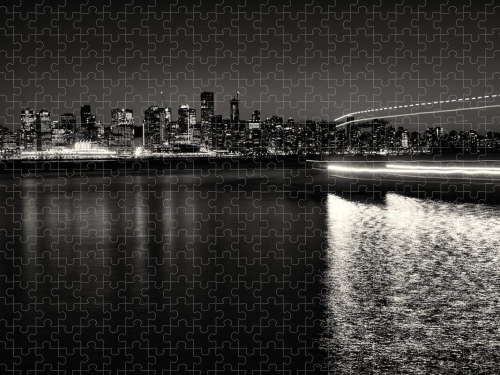 Vancouver Jigsaw Puzzle featuring the photograph Vancouver Skyline in Black and White by Monte Arnold