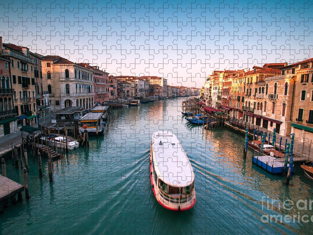 Venice Jigsaw Puzzle featuring the photograph Vaporetto on the Grand Canal - Venice by Matteo Colombo