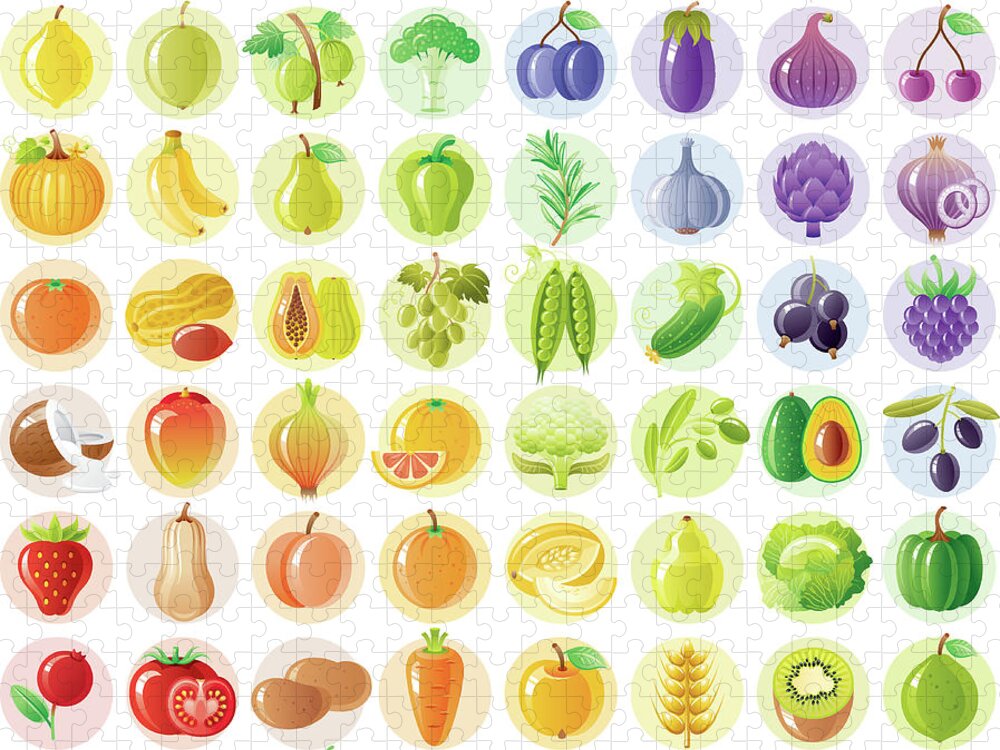 Nut Jigsaw Puzzle featuring the digital art Vegetarian Rainbow Withe Fruits by O-che