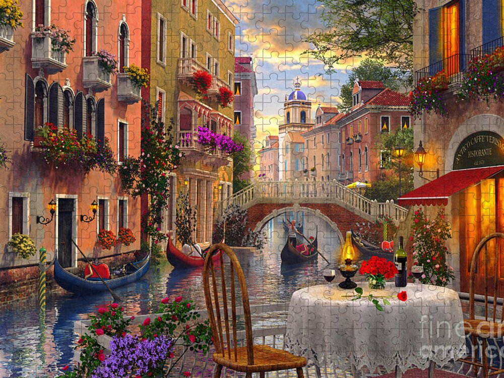 Dominic Davison Jigsaw Puzzle featuring the digital art Venice Al fresco by MGL Meiklejohn Graphics Licensing