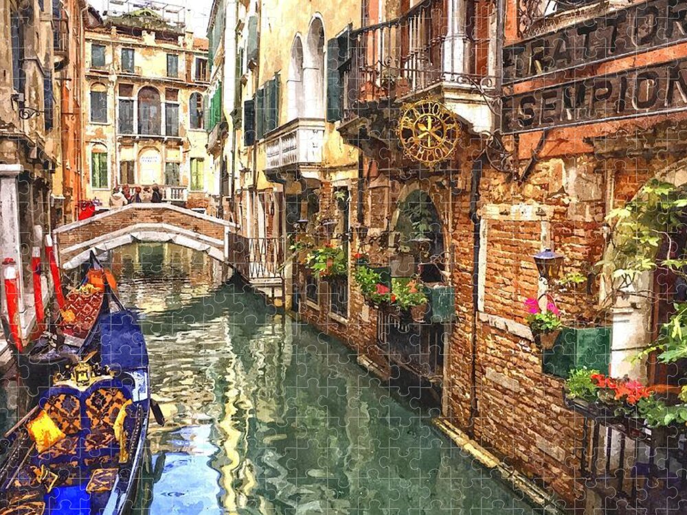 Venice Jigsaw Puzzle featuring the painting Venice Canal Serenity by Gianfranco Weiss